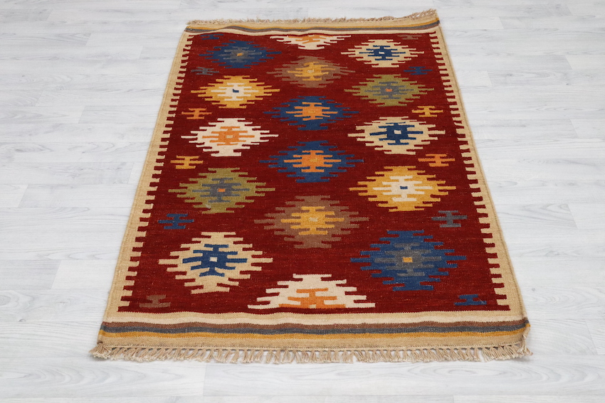 Indian Kelim Rug - Multicoloured - Flatweave Tribal design rug IKL013000 152 X 91 T