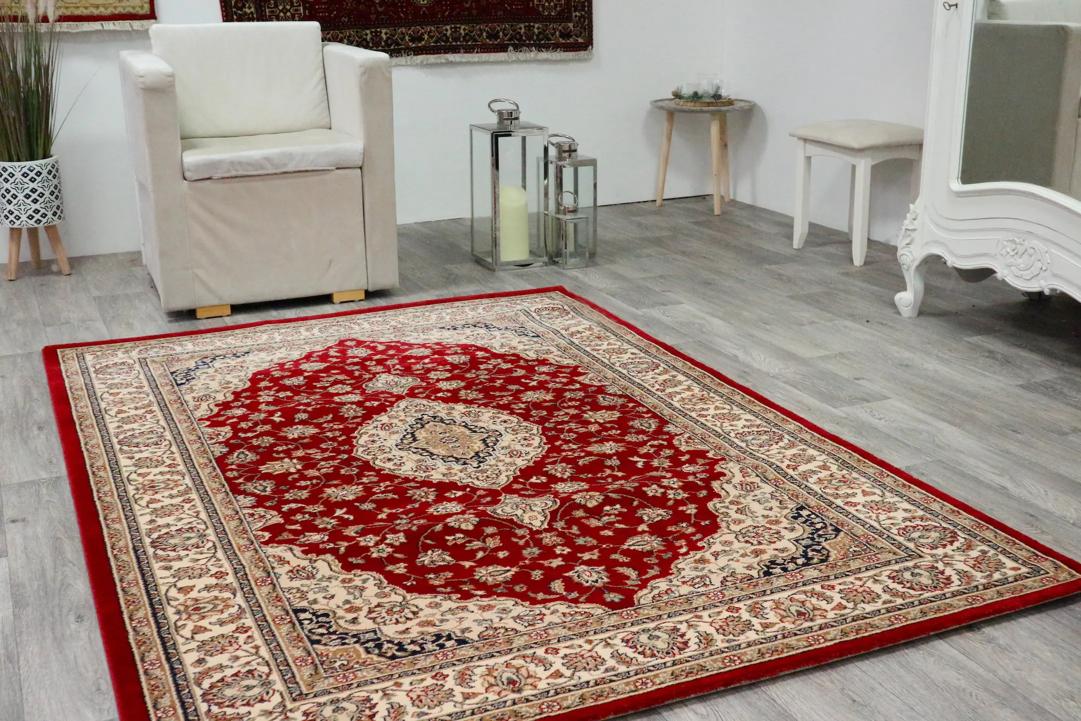 Kirman Machine Woven Rug - Red - ZKI001