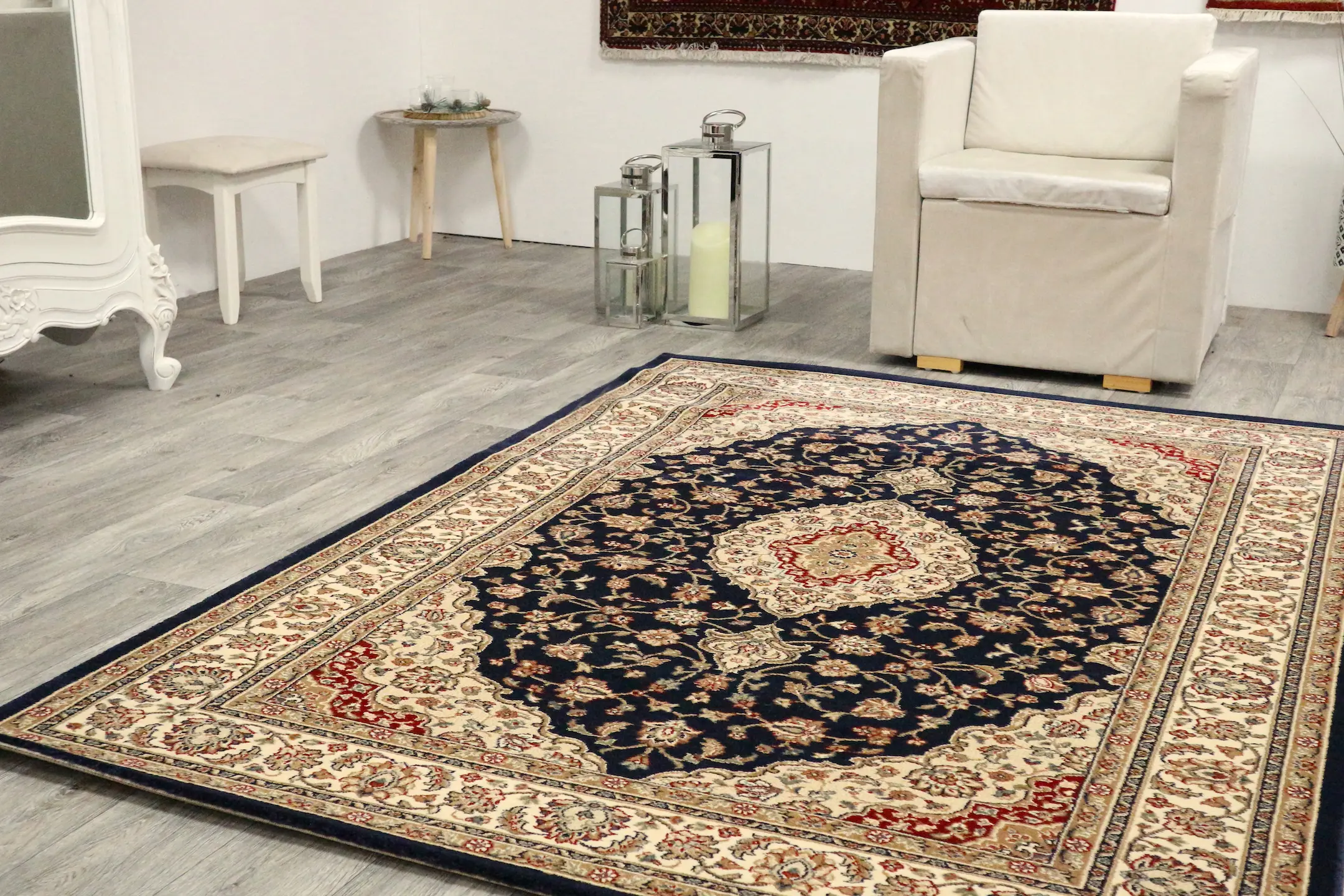 Kirman Machine Woven Rug - Blue - ZKI002