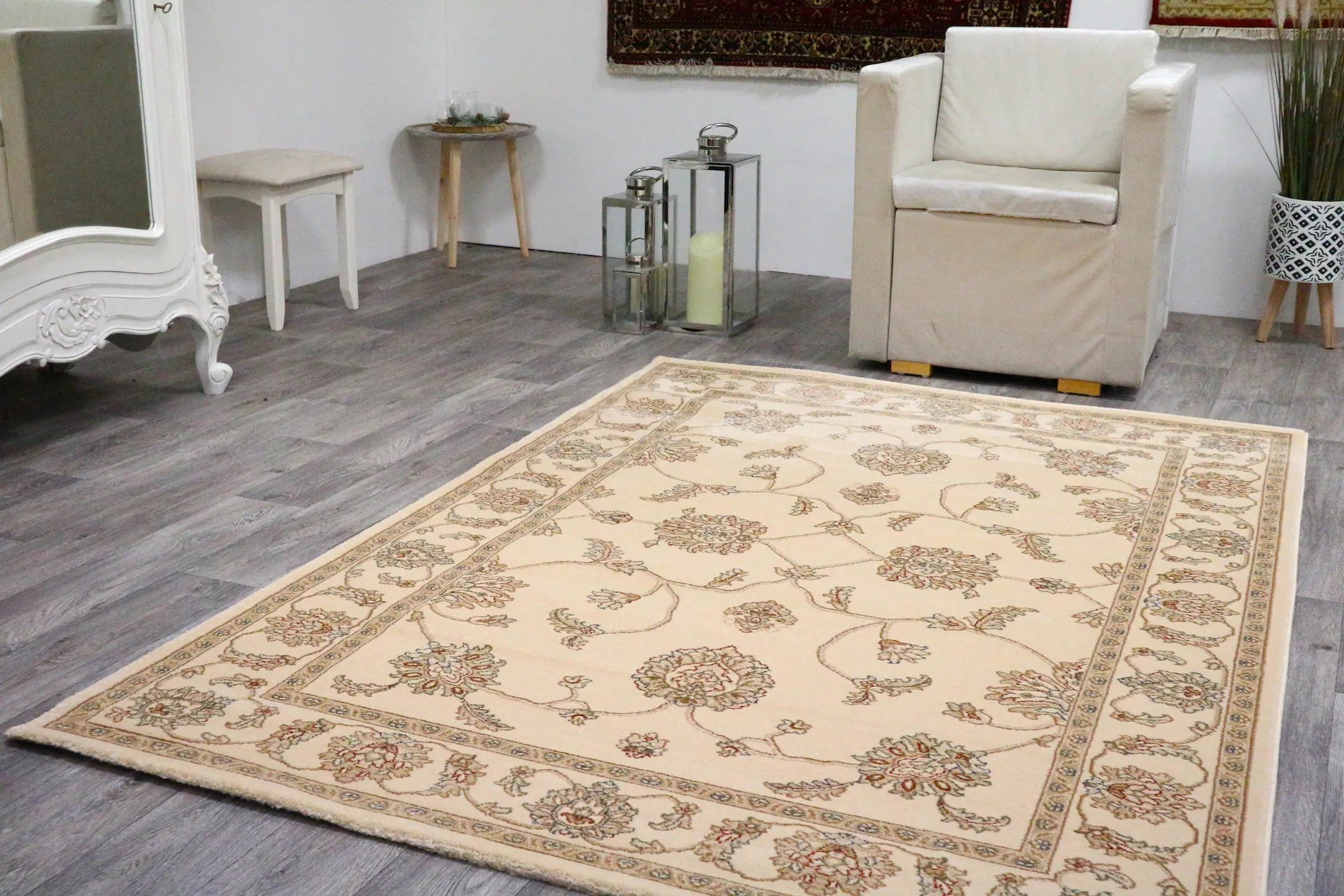 Kirman Machine Woven Rug - Cream - ZKI007