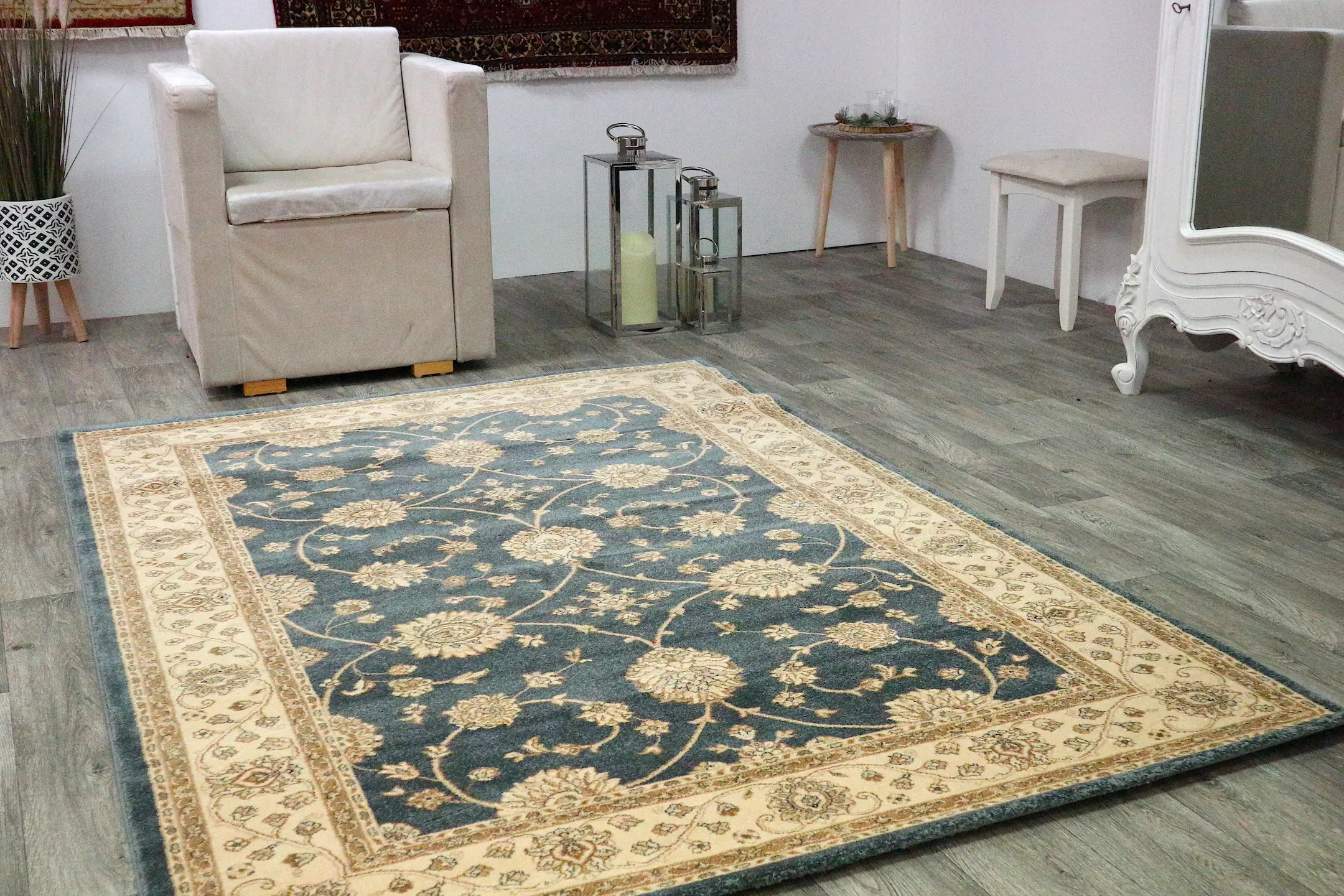 Kirman Machine Woven Rug - Blue - ZKI008