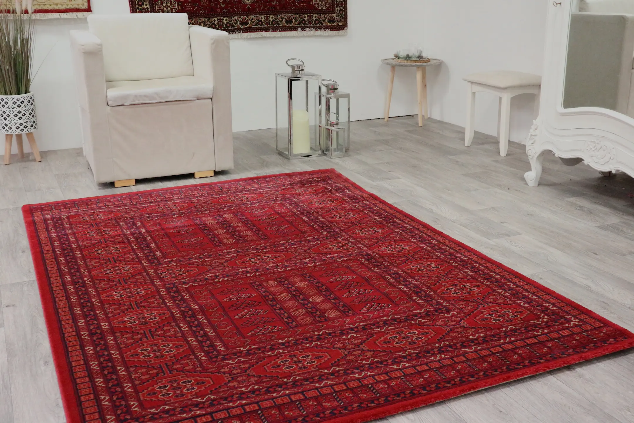 Kirman Machine Woven Rug - Red - ZKI009