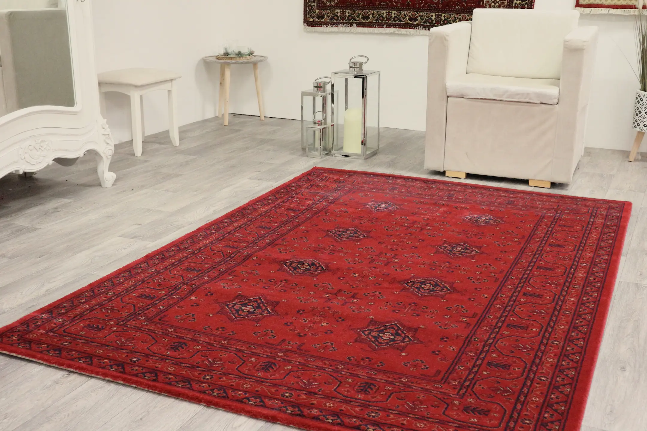Kirman Machine Woven Rug - Red - ZKI010
