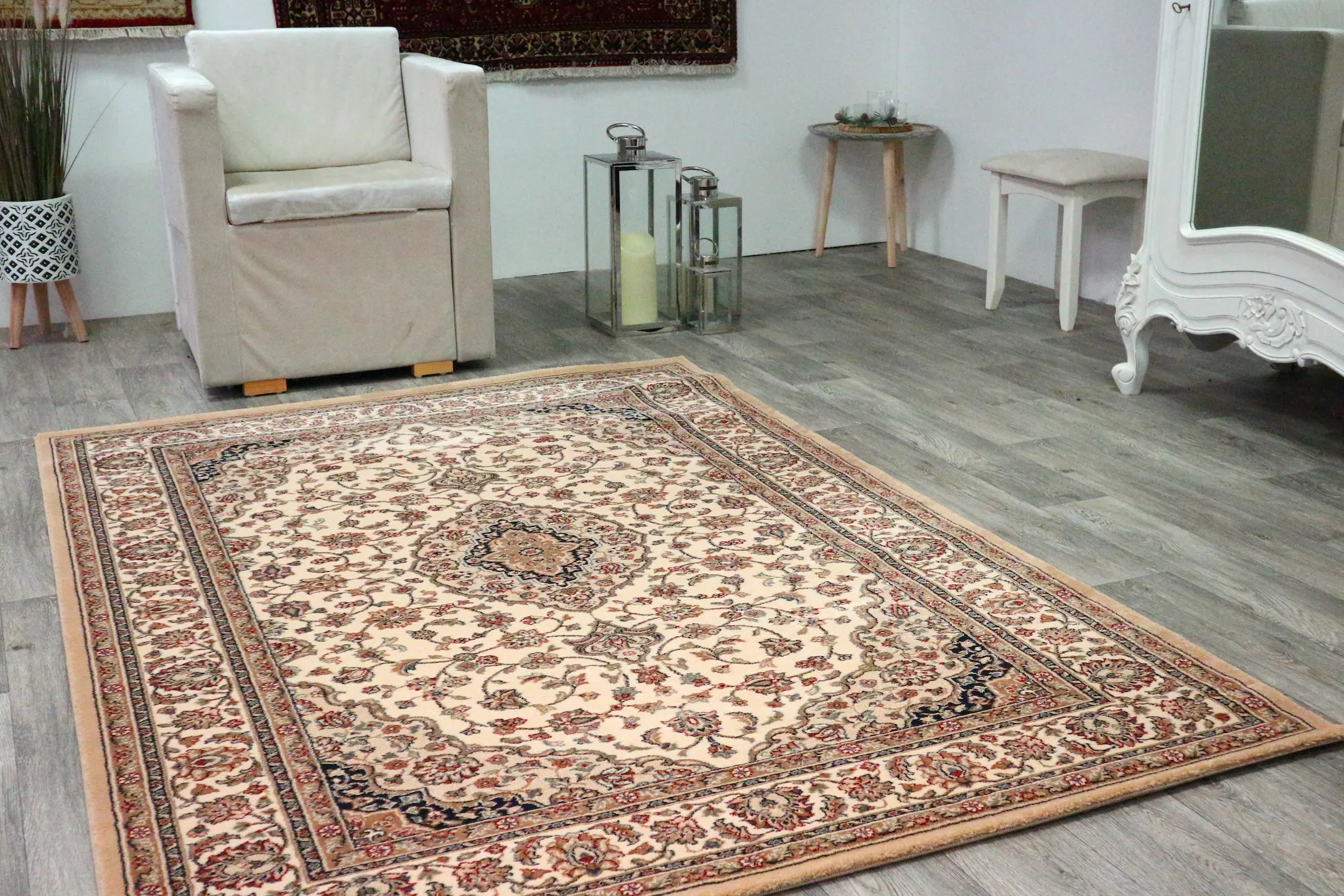 Kirman Machine Woven Rug - Cream - ZKI003