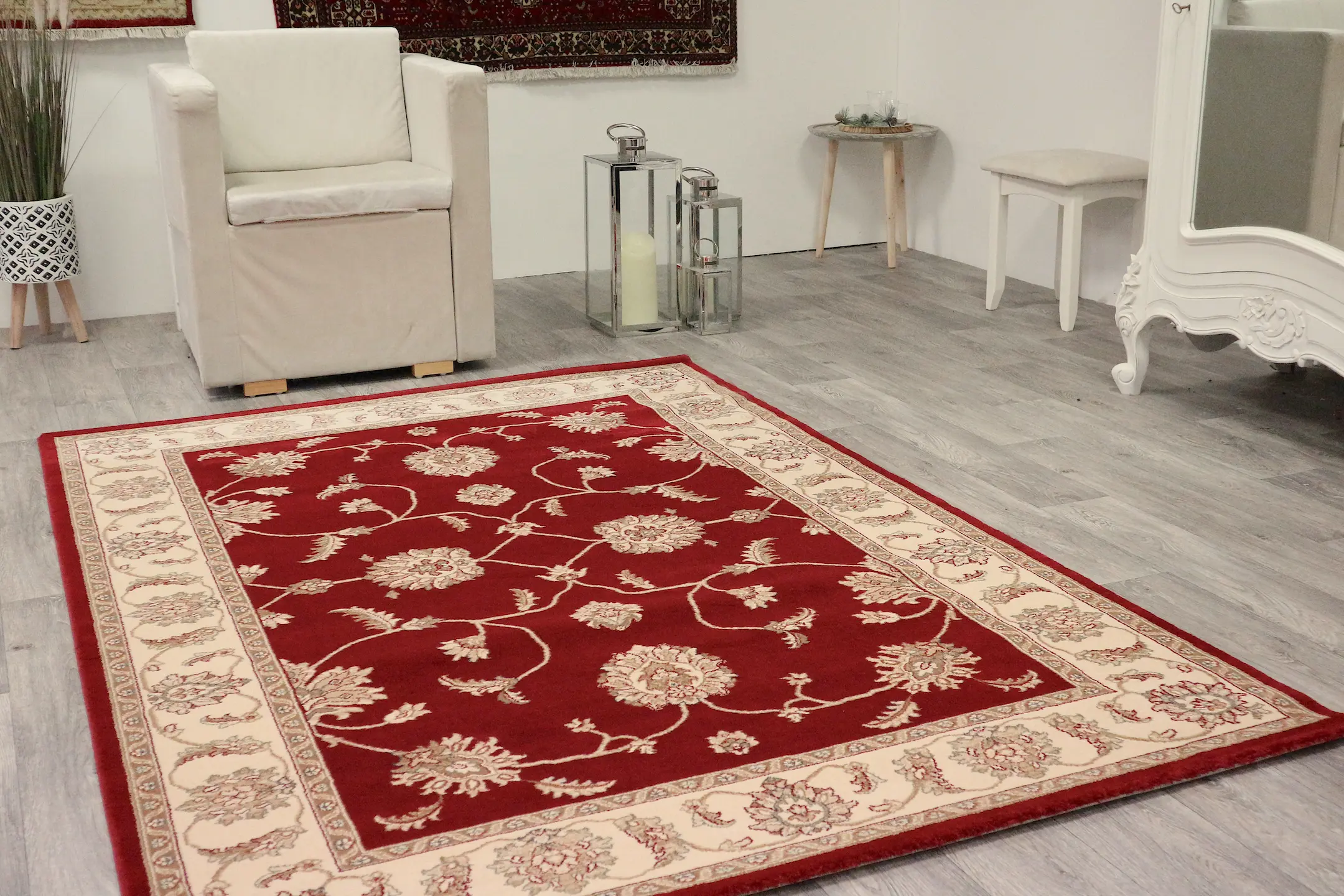 Kirman Machine Woven Rug - Red - ZKI006