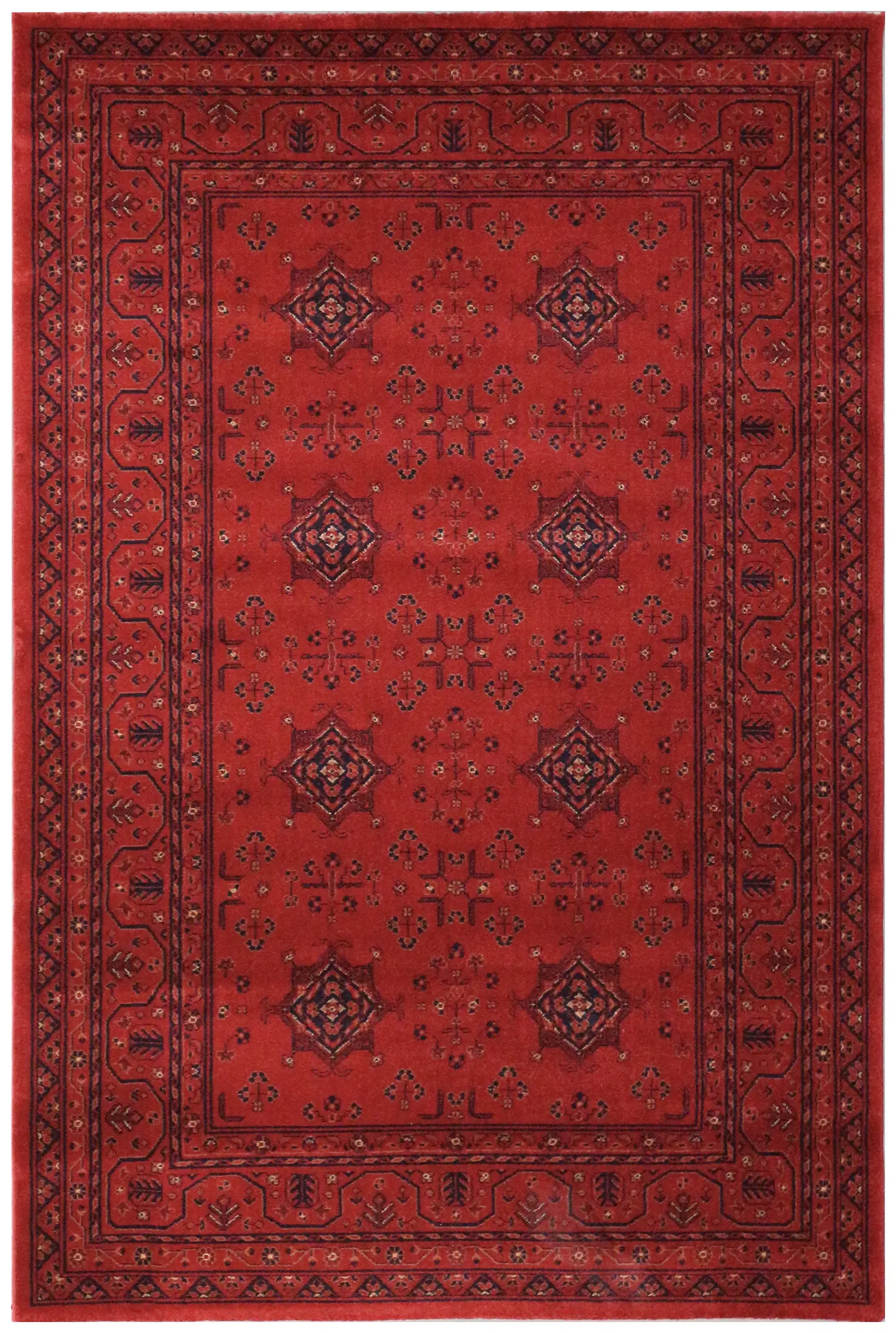 Kirman Machine Woven Rug - Red - ZKI010