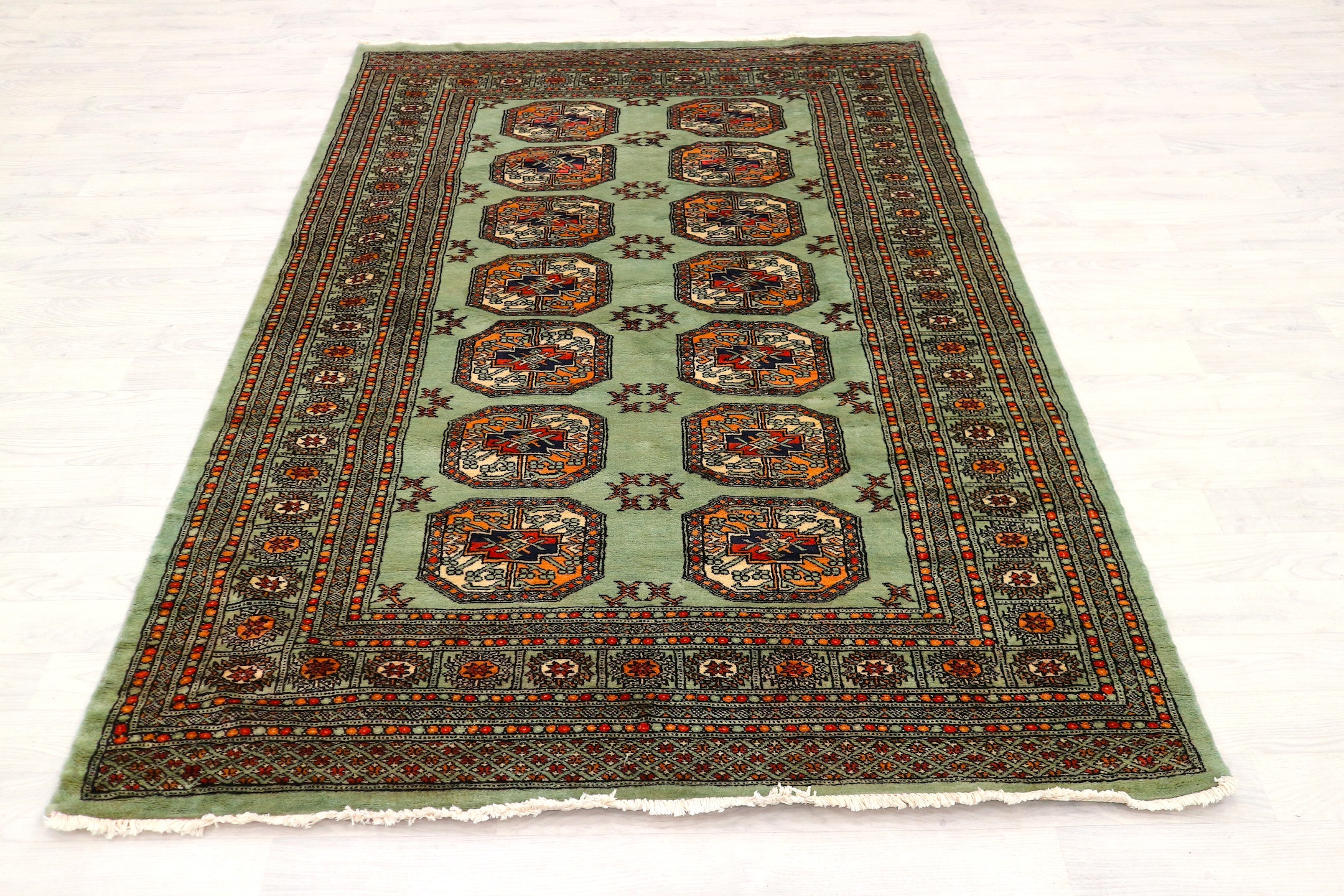 Fine Pakistan Bokhara Rug - Green - Handknotted 100% wool Bokhara rug BOKF42