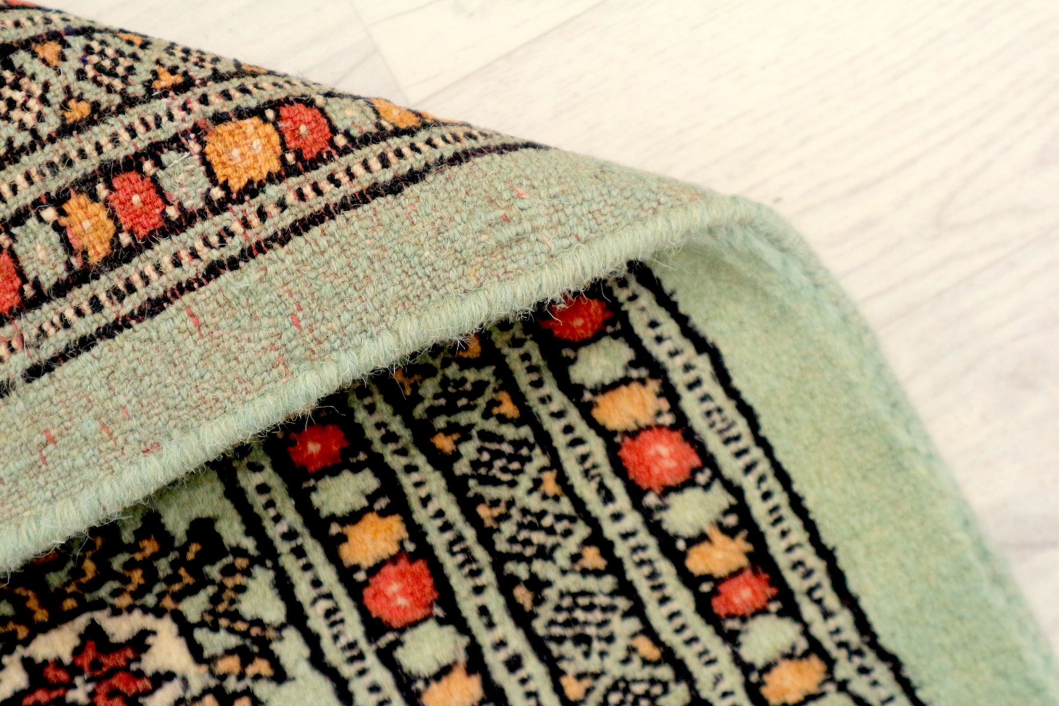 Fine Pakistan Bokhara Rug - Green - Handknotted 100% wool Bokhara rug BOKF42
