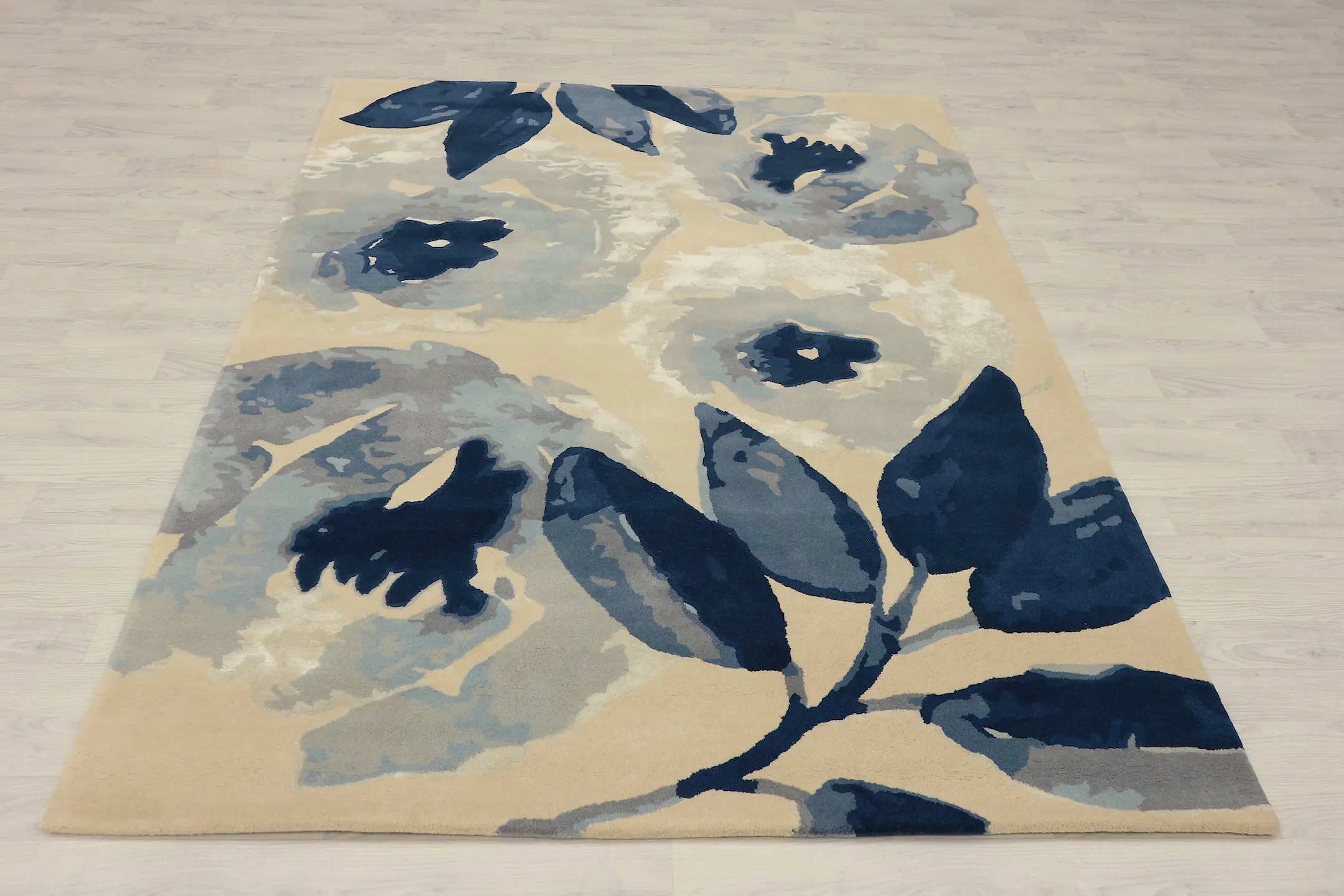 Ella Claire Indian Rug - Cream and Blue - ECAC01