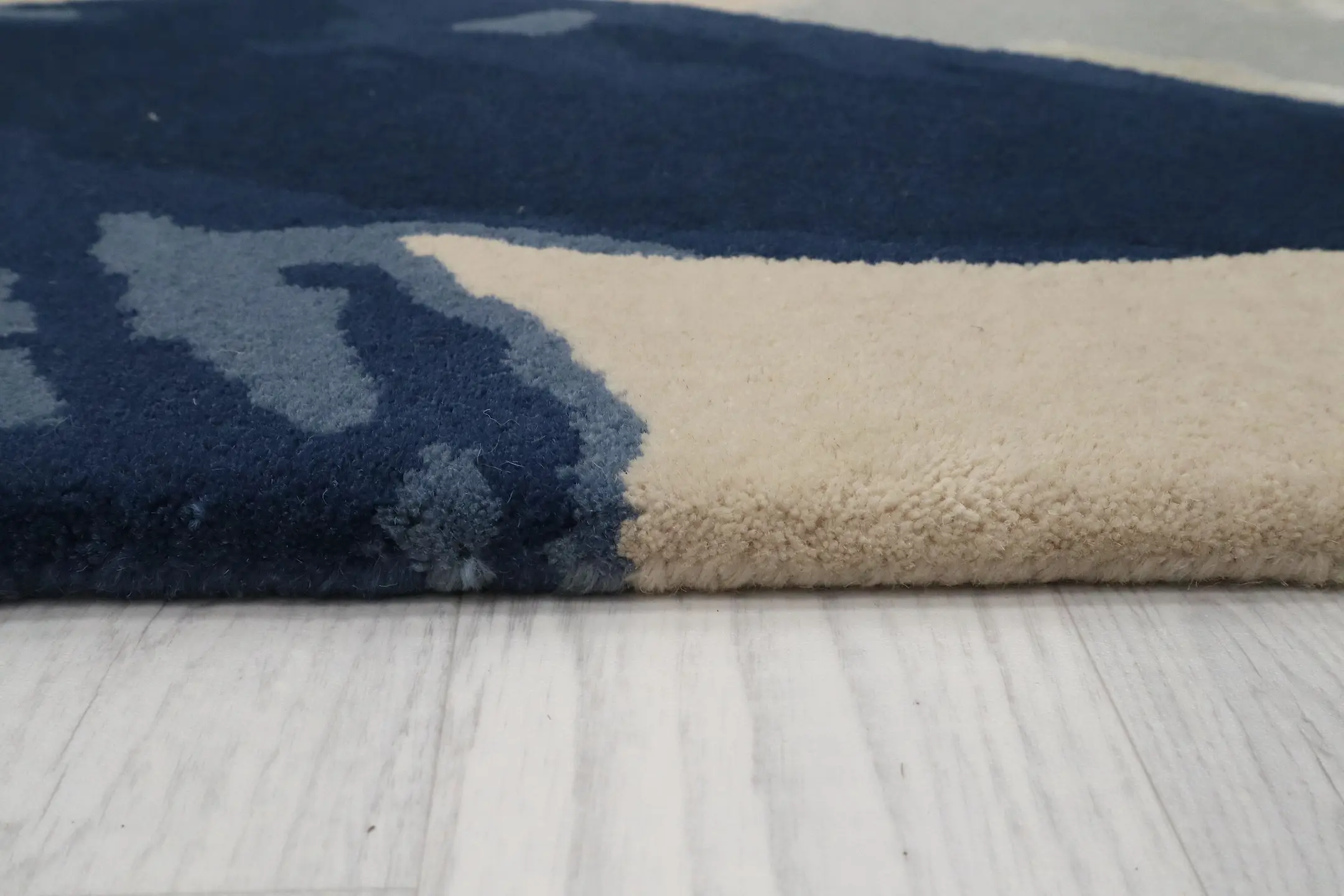 Ella Claire Indian Rug - Cream and Blue - ECAC01