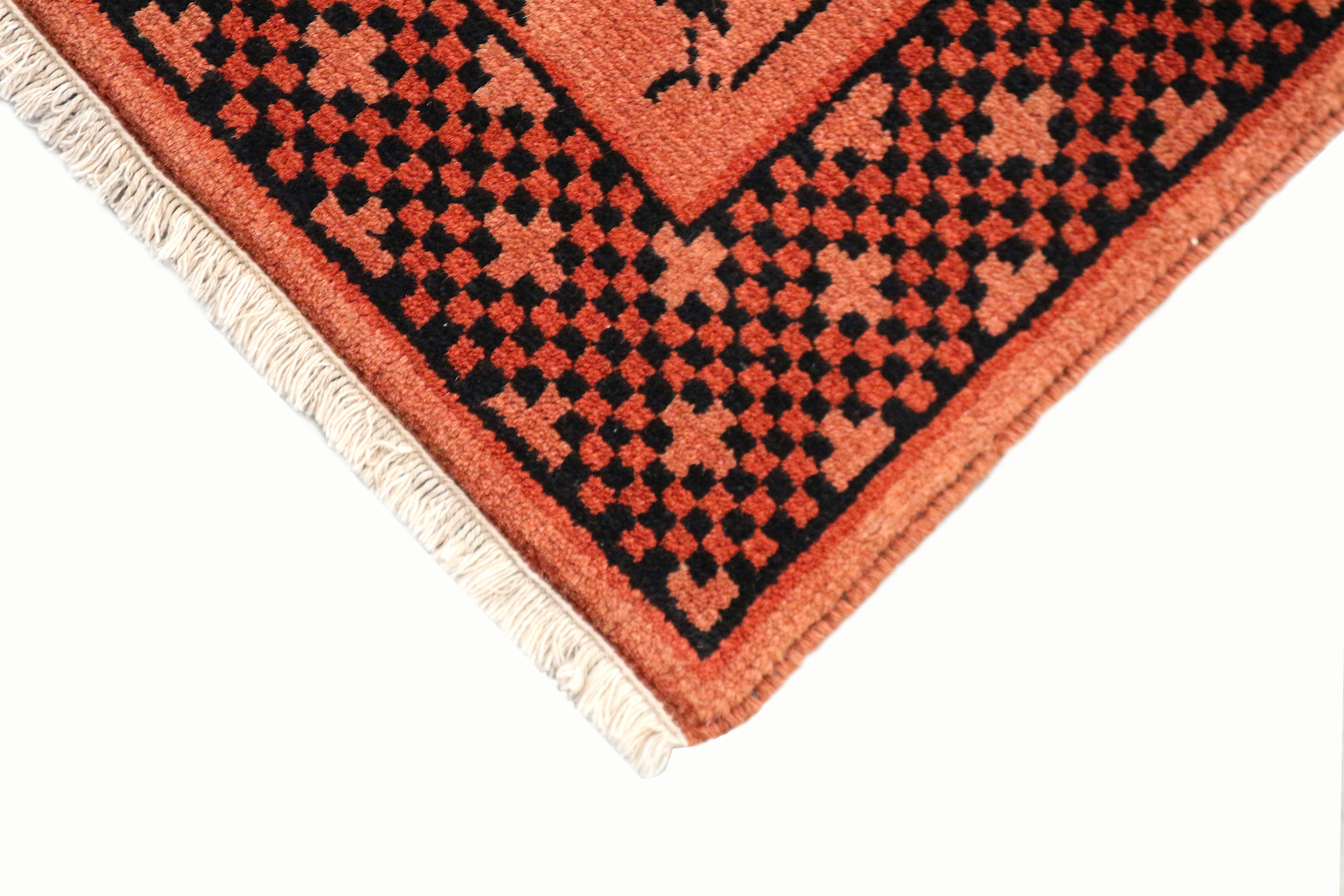 Afghan Rug - Orange - Handknotted rug with traditional Afghan design IRE002