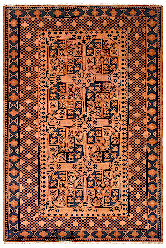 Afghan Rug - Orange - Handknotted rug with traditional Afghan design IRE002