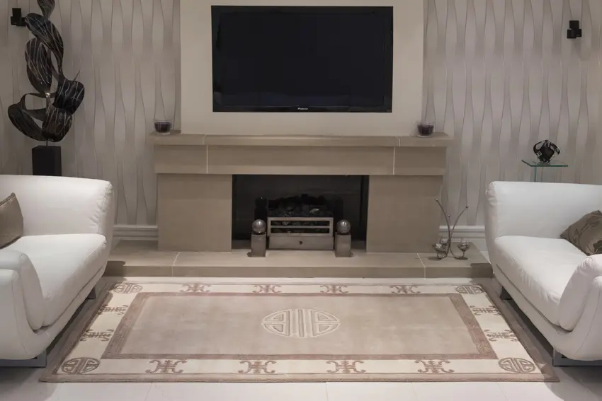 Indian Superwashed  Rug - Cream - Indian Fu Shu design Rug