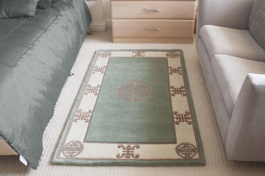 Indian Superwashed  Rug - Green - Indian Fu Shou design Rug ISW106