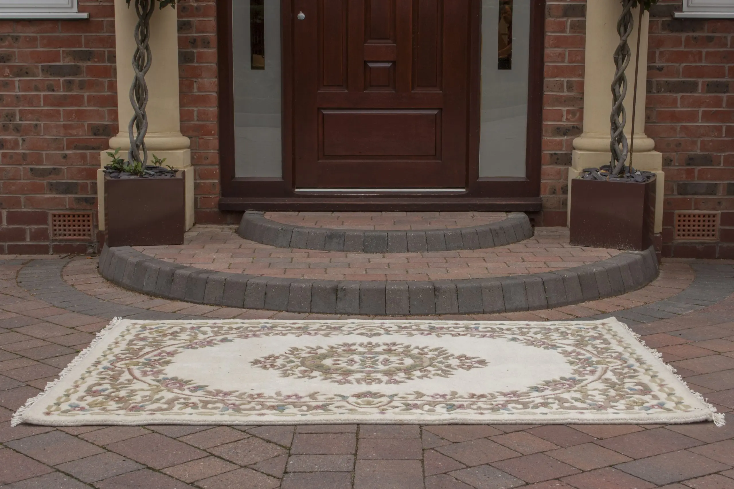 Mahal Indian Rug - Cream - Handknotted Floral design Indian rug
