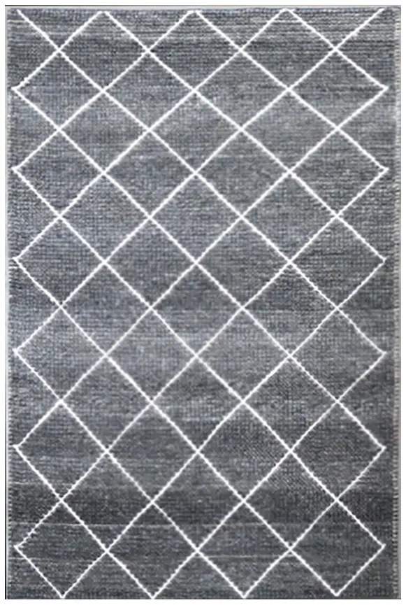Plaited Rug - Grey - Plain 100% wool rug with Plaited design ILE009