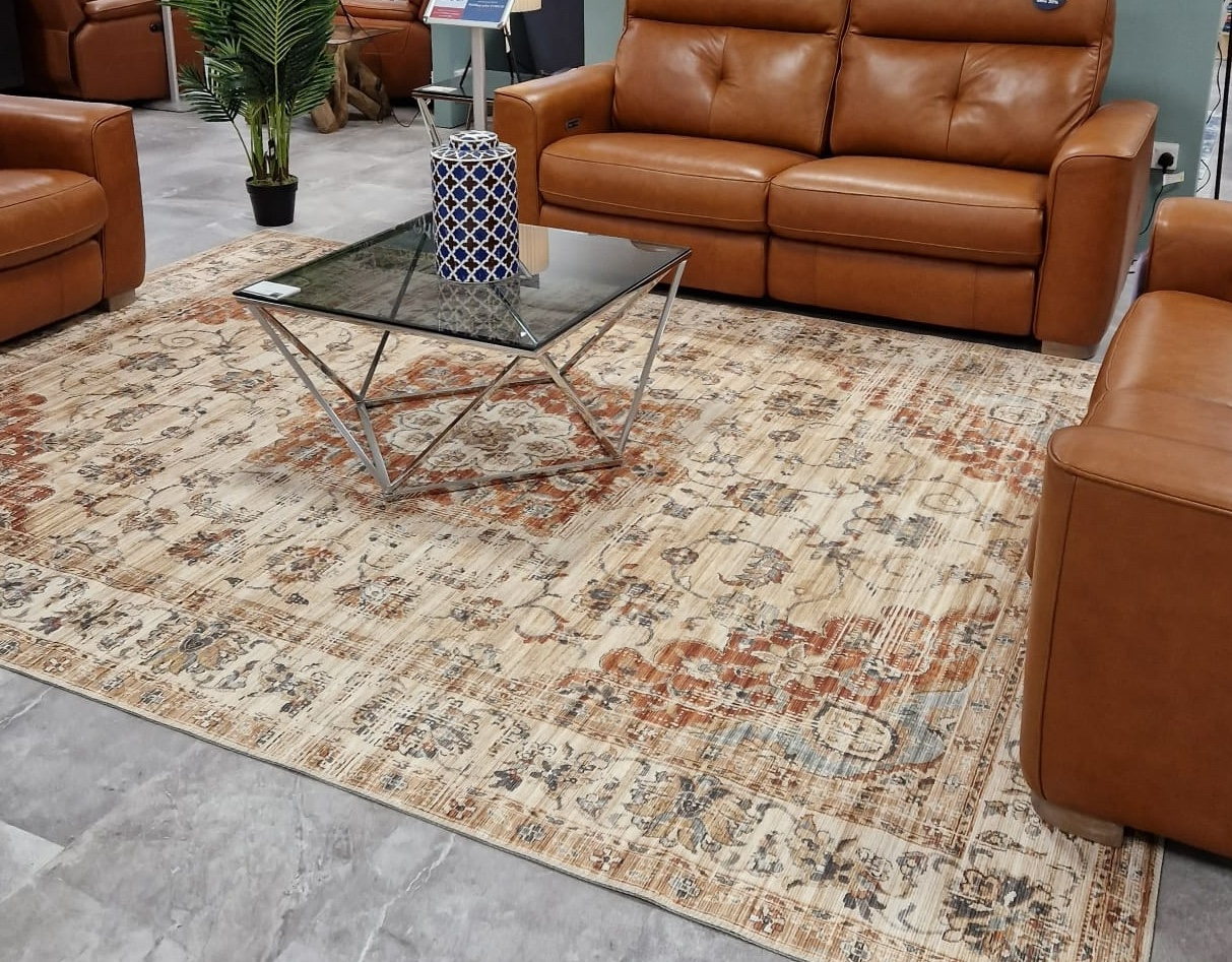 Pippur Printed Rug - Cream and Red - ZDB712