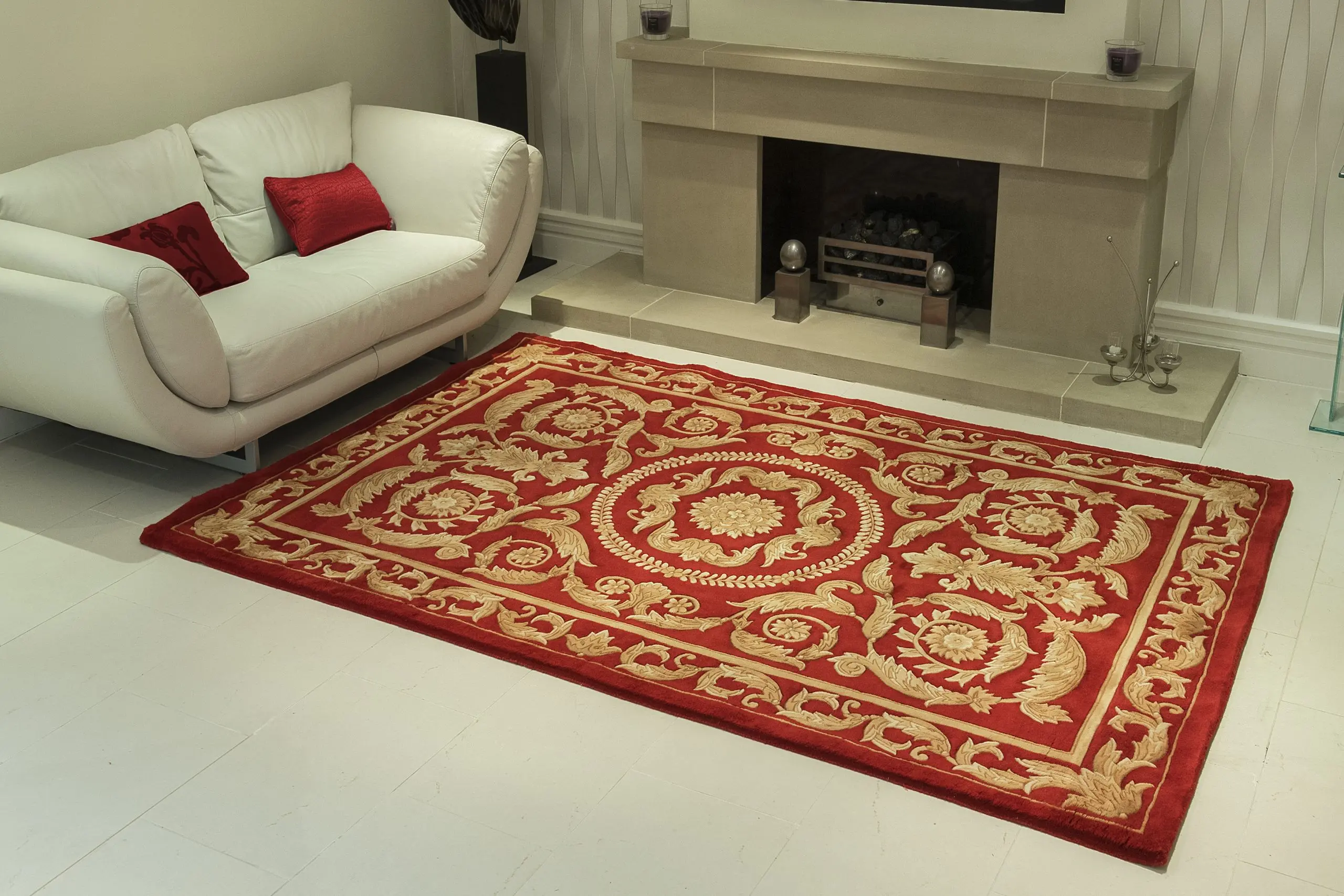 Premier Superwashed Chinese Rug - Red & Gold - Luxury handknotted Chinese Rug
