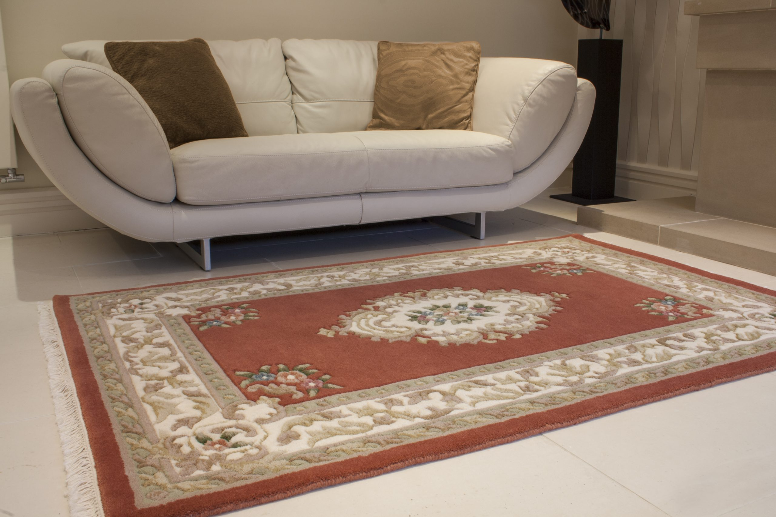 Super Rajbik rug - Orange - Handknotted Indian Aubusson design rug RAJ012