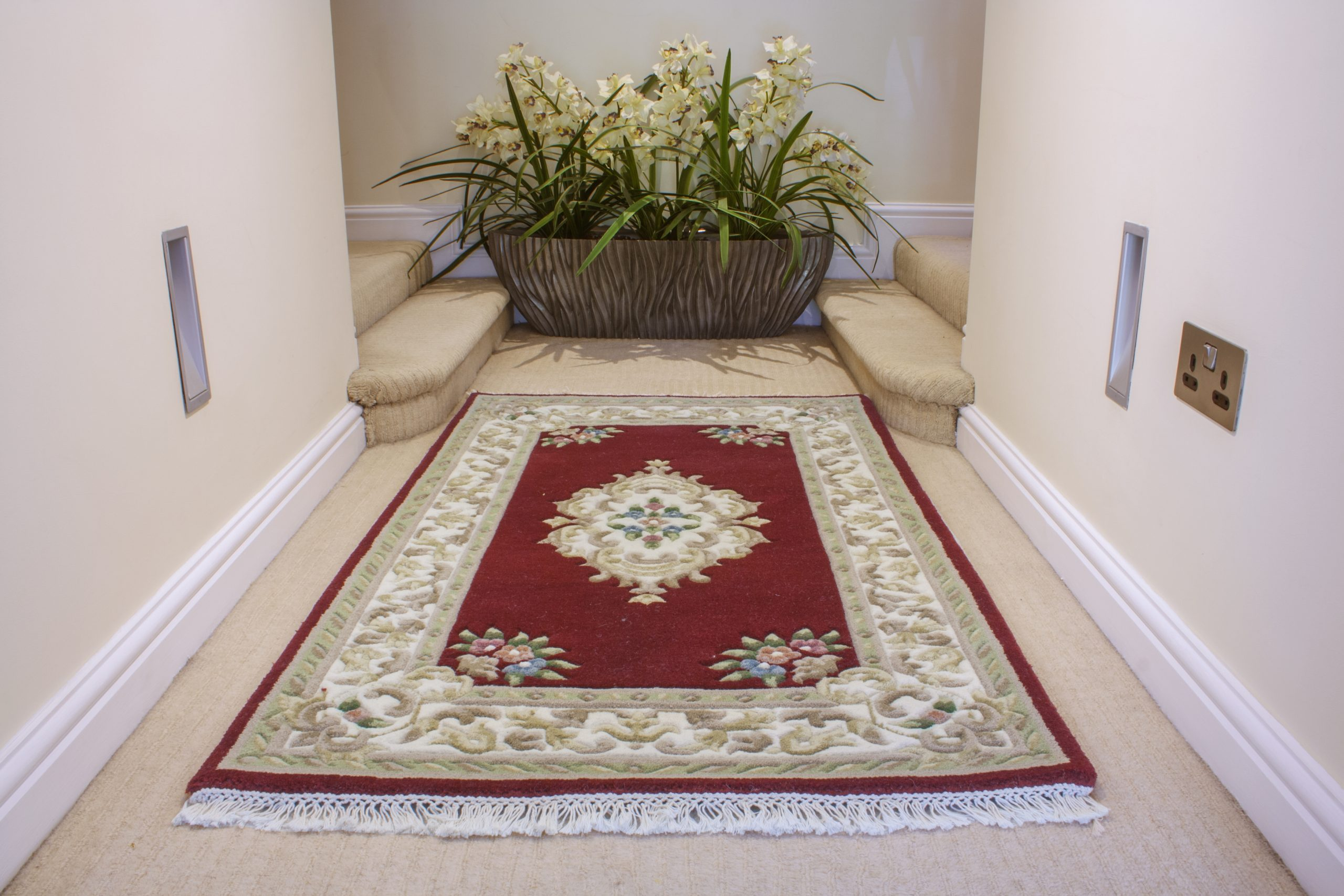 Super Rajbik rug - Red & Cream - Handknotted Indian Aubusson design rug RAJ016