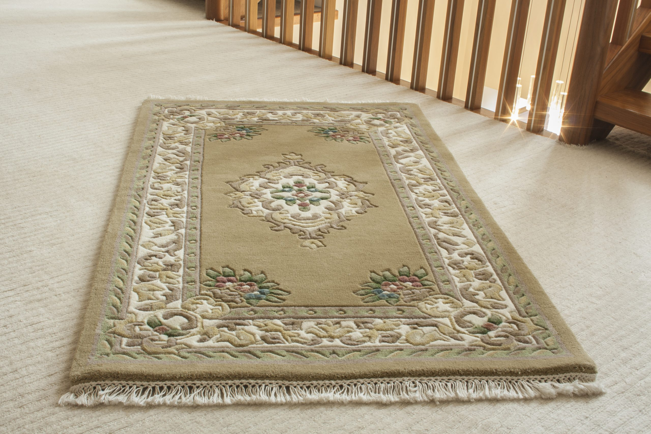 Super Rajbik rug - Gold - Handknotted Indian Aubusson design rug RAJ021