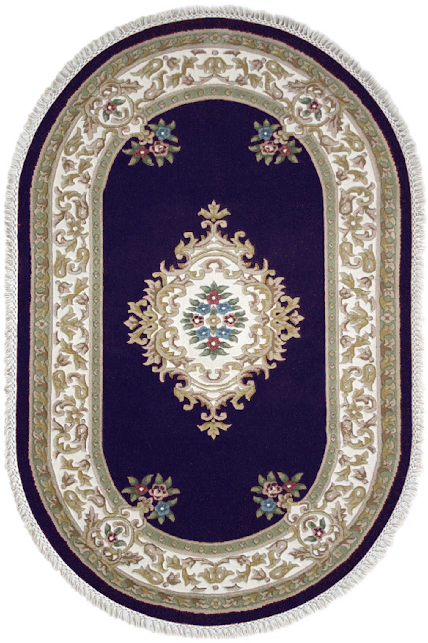 Super Rajbik rug - Blue - Handknotted Indian Aubusson design rug RAJ034