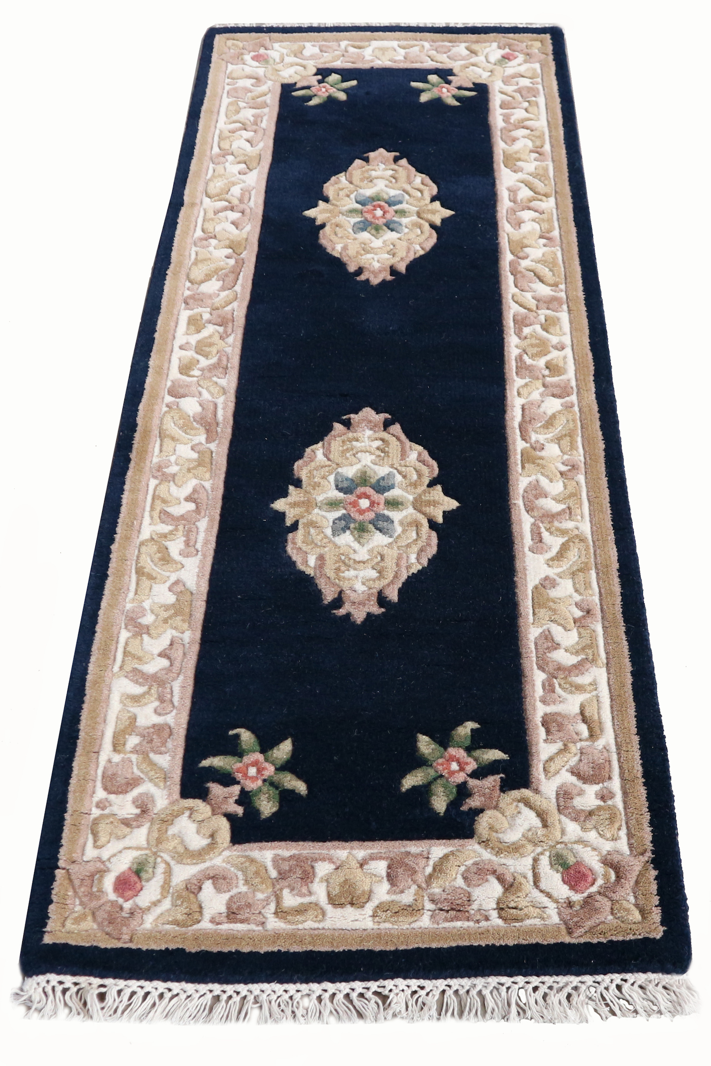 Super Rajbik rug - Blue - Handknotted Indian Aubusson design rug RAJ034