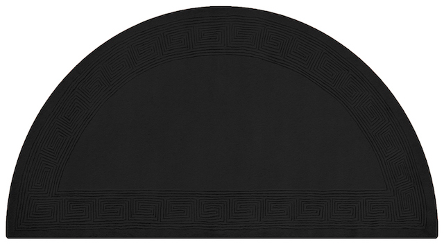 Plain carved Chinese rug - Black - Handknotted 100% wool rug with Greek Key design SPG320