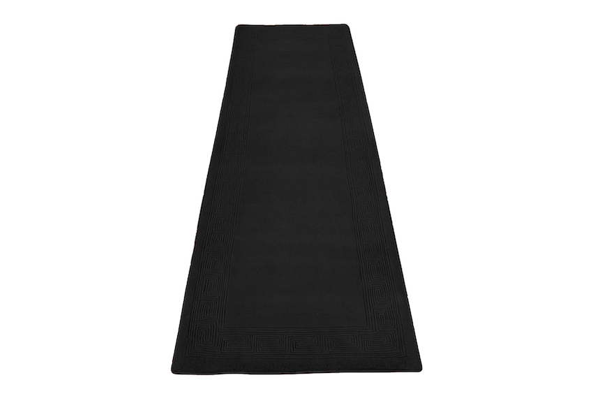 Plain carved Chinese rug - Black - Handknotted 100% wool rug with Greek Key design SPG320