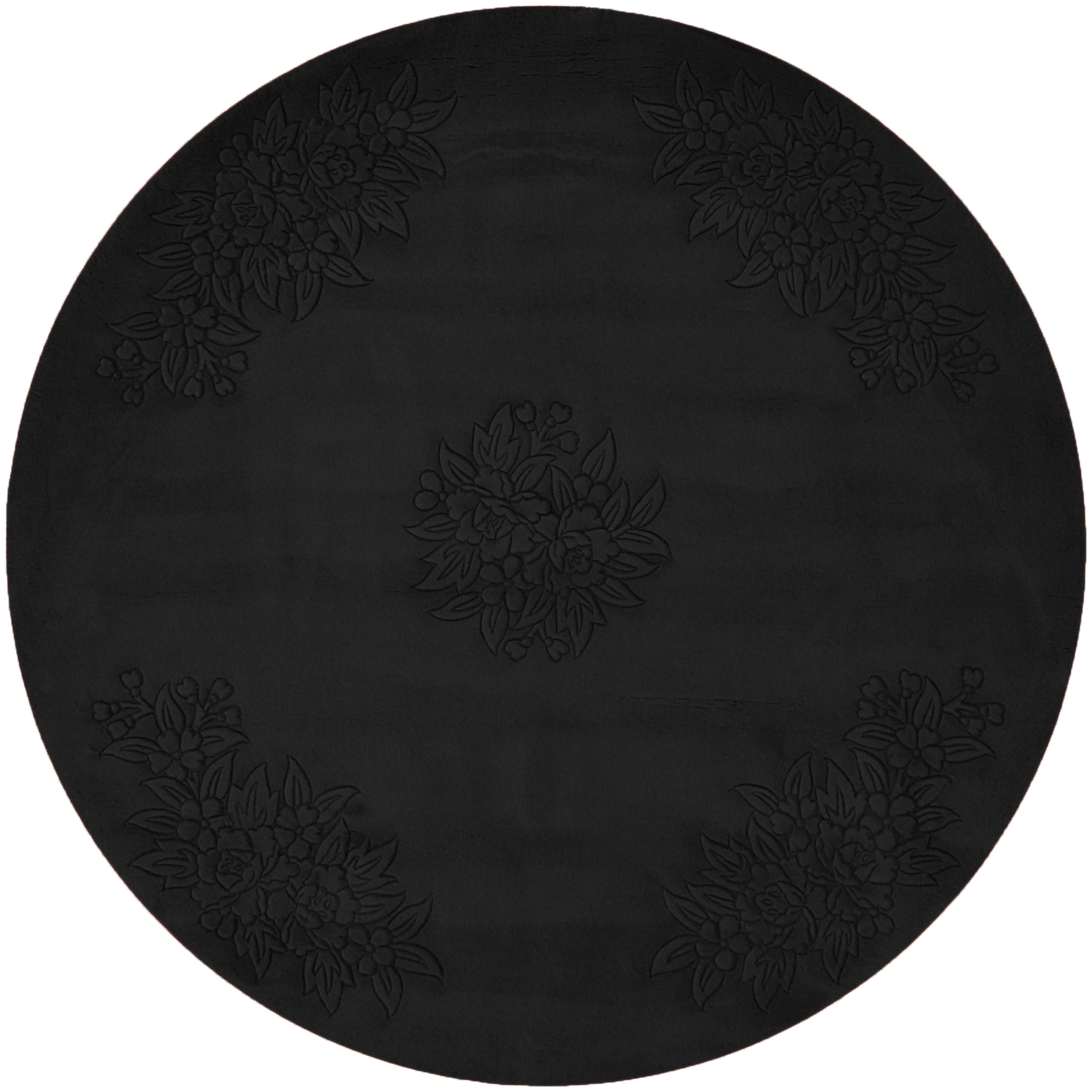 Plain carved Chinese rug - Black - Handknotted 100% wool rug with Floral design SPS320