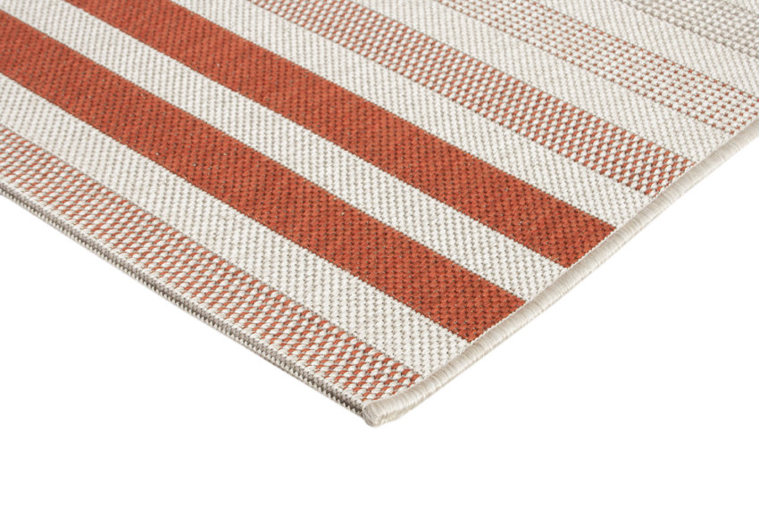 Outdoor rug - Neutral and Orange - Striped Design ZBE004