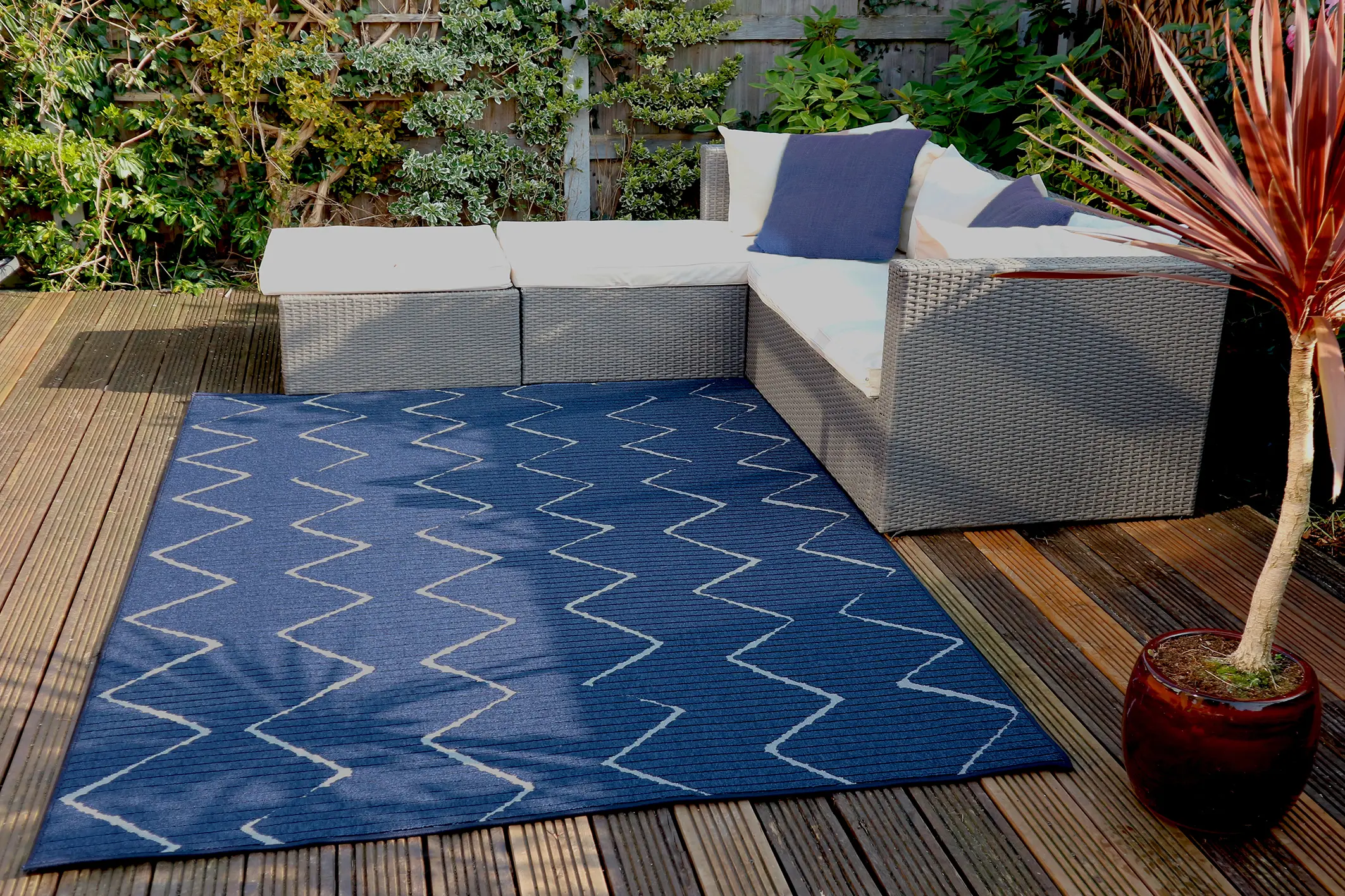 Outdoor rug - Blue - Zigzag Design ZBE014