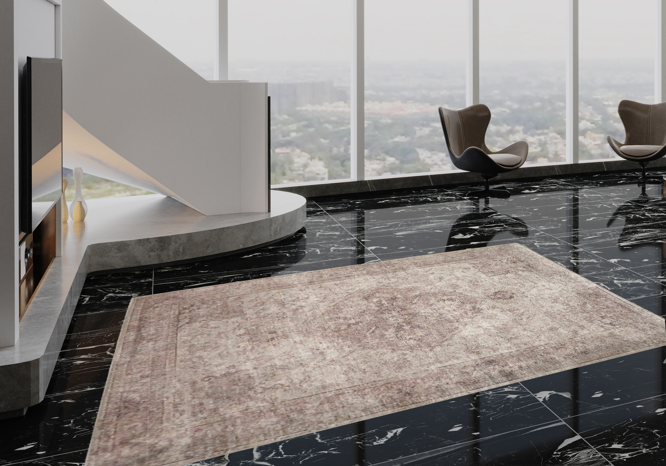 Pippur Printed Rug - Pink - ZDB706