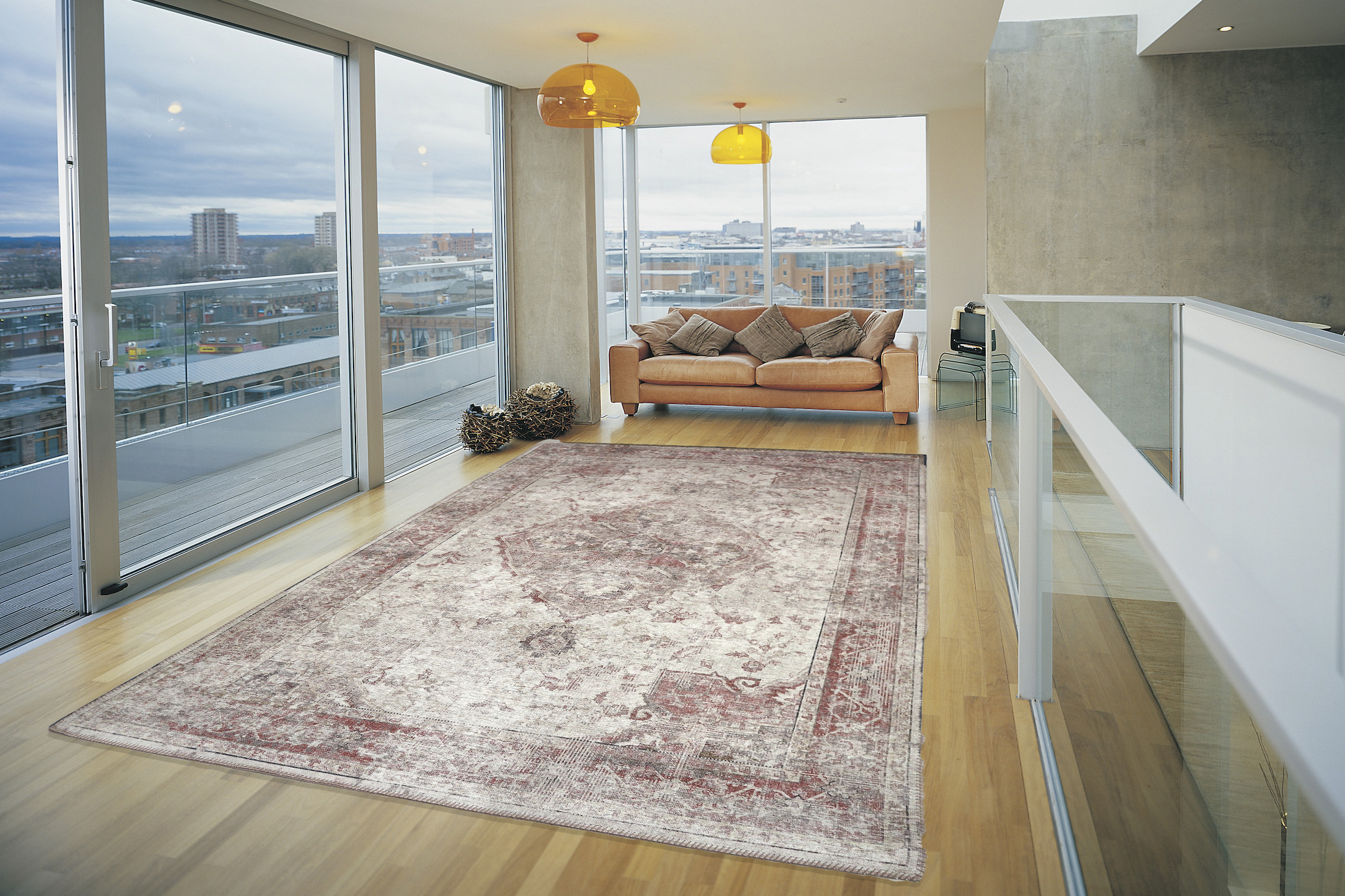 Pippur Printed Rug - Cream and Red - ZDB709