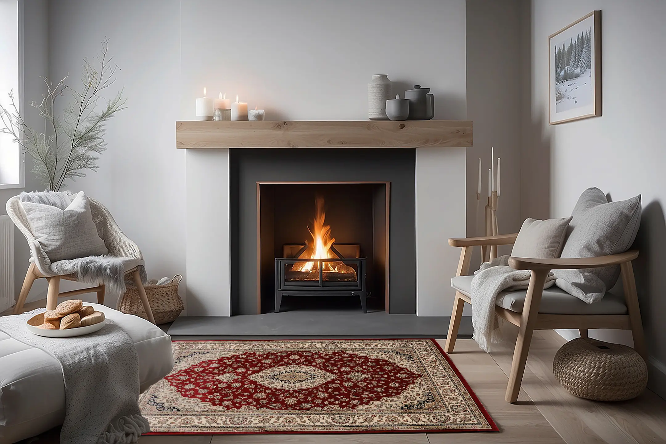 Kirman Machine Woven Rug - Red - ZKI001
