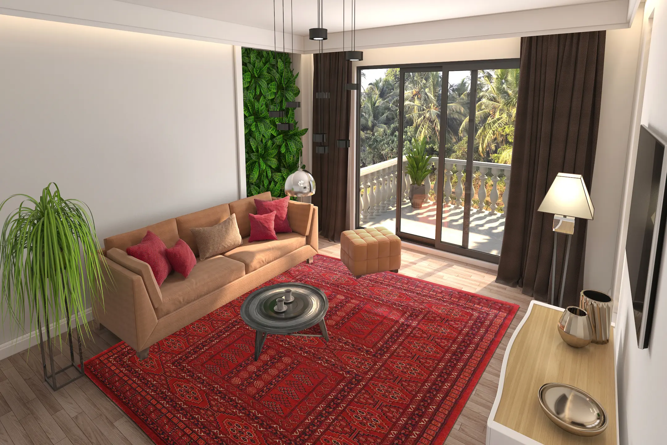 Kirman Machine Woven Rug - Red - ZKI009