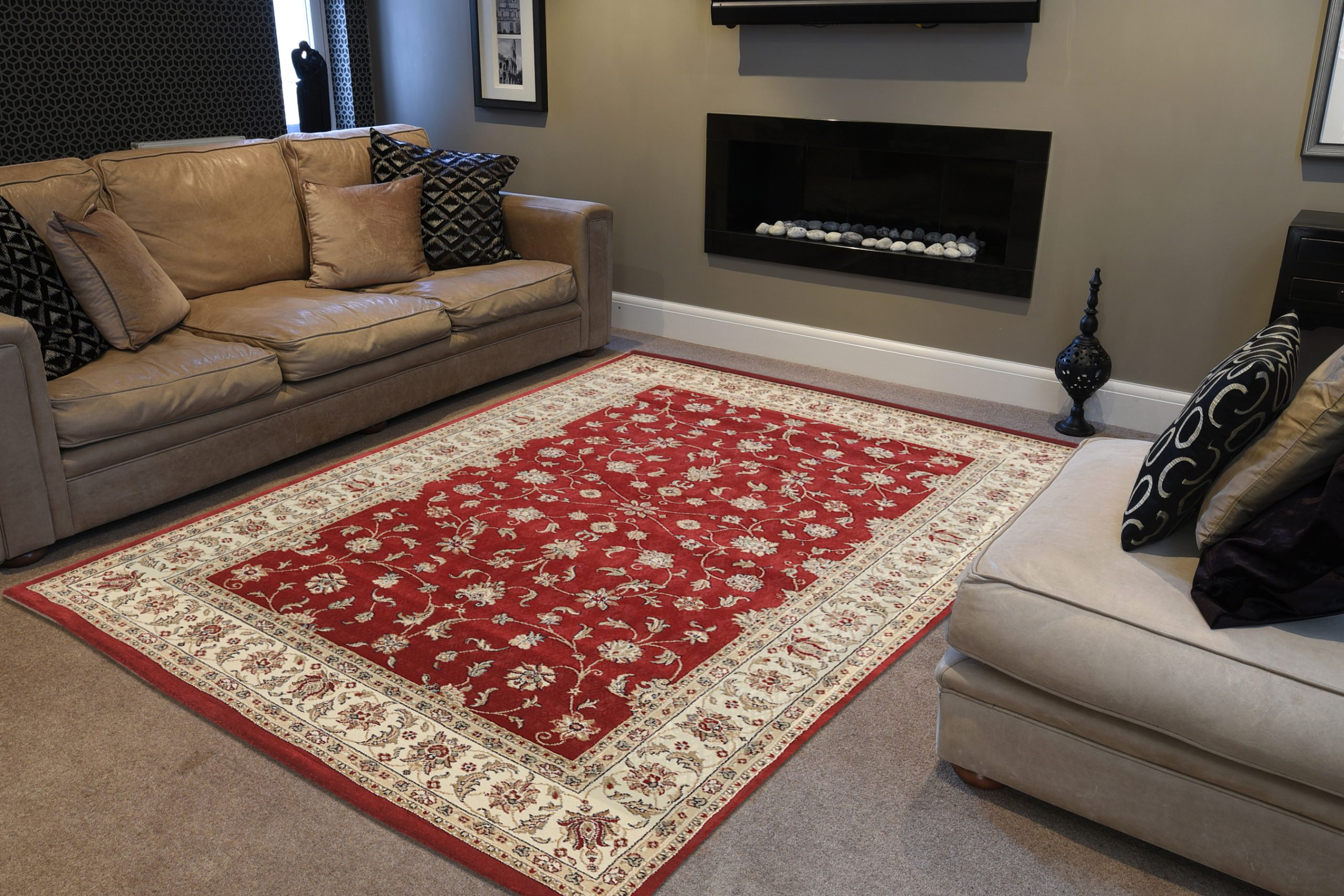 Kirman Machine Woven Rug - Red - ZKI000