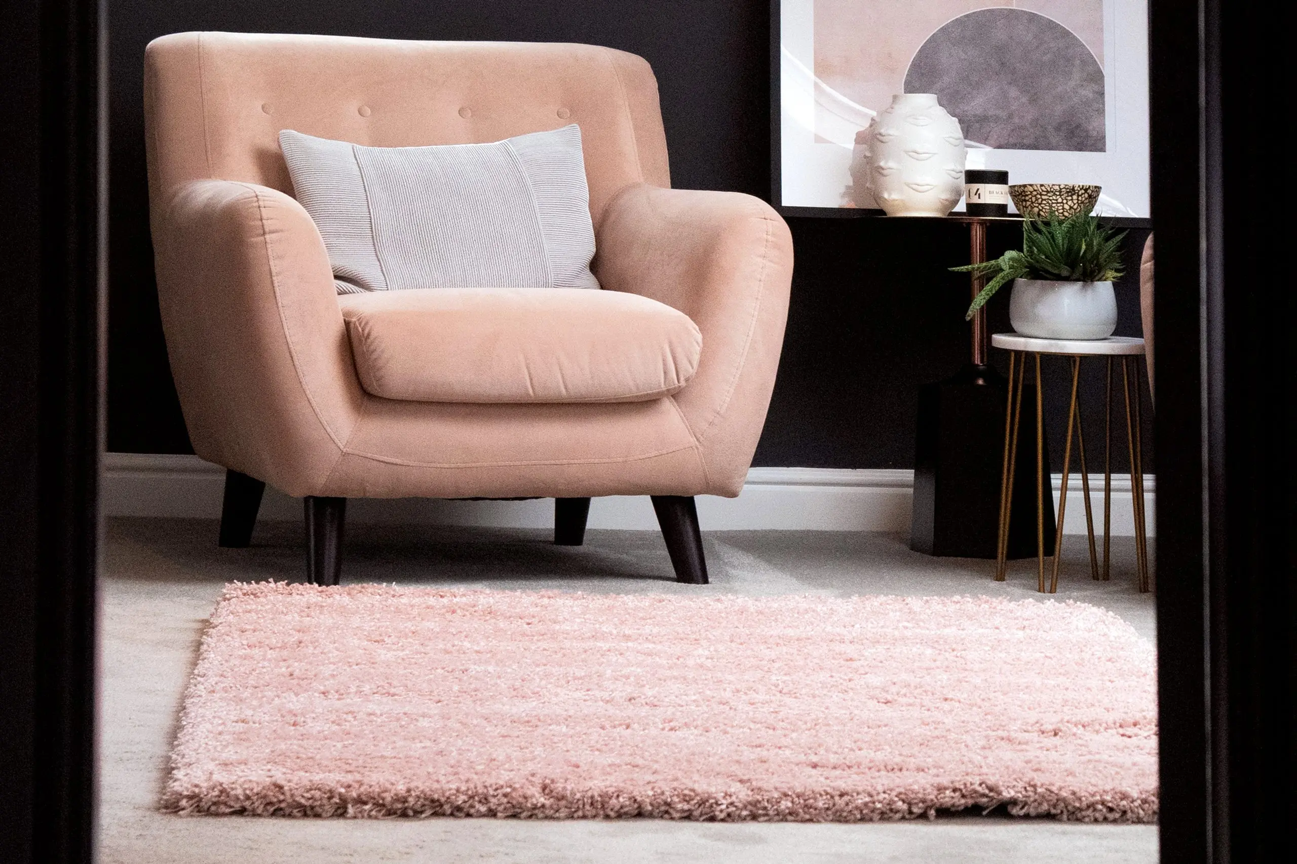 Polypropylene Shaggy Rug - Pink - Thick soft pile Shaggy rug ZLP021