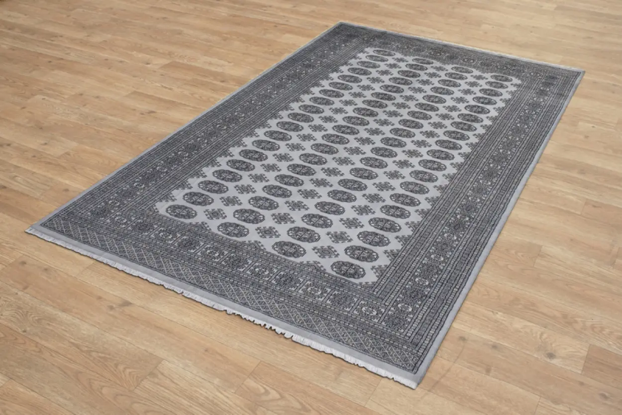 Fine Pakistan Bokhara Rug - Grey - Handknotted 100% wool Bokhara rug