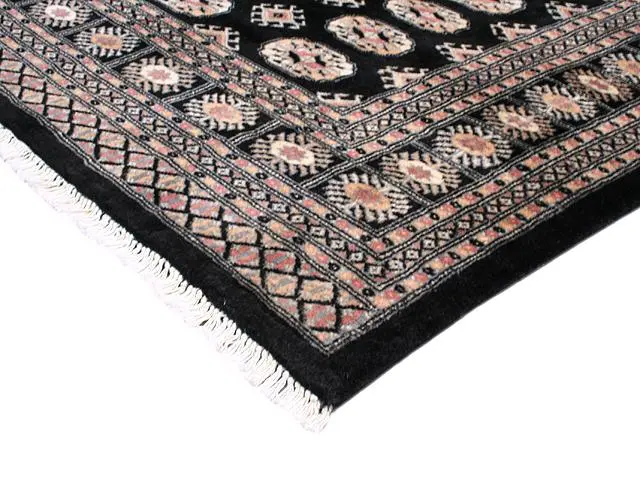 Fine Pakistan Bokhara Rug - Black - Handknotted 100% wool Bokhara rug BOK053