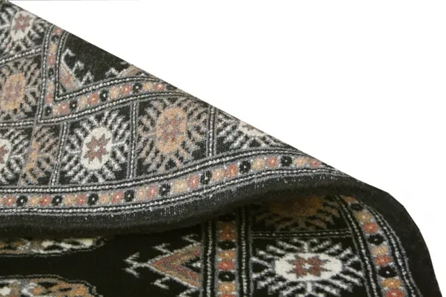 Fine Pakistan Bokhara Rug - Black - Handknotted 100% wool Bokhara rug BOK053