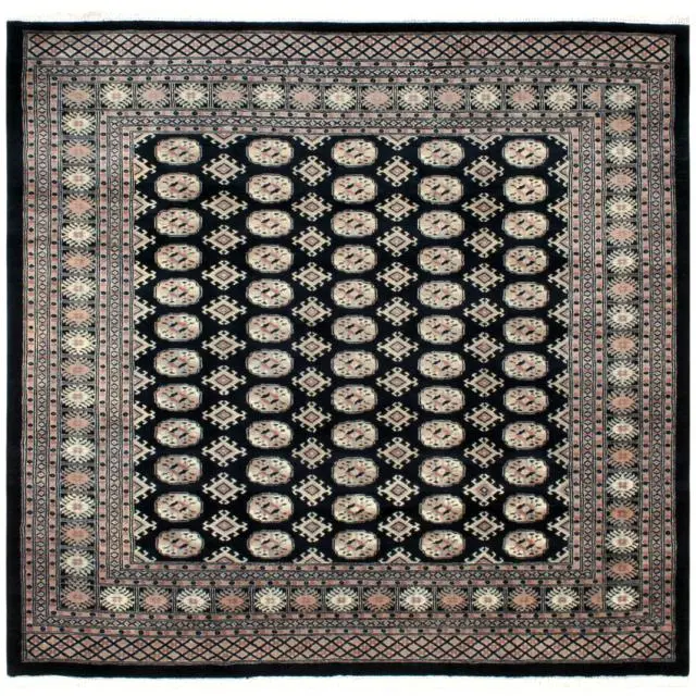 Fine Pakistan Bokhara Rug - Black - Handknotted 100% wool Bokhara rug BOK053