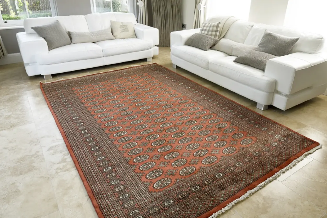 Fine Pakistan Bokhara Rug - Orange - Handknotted 100% wool Bokhara rug