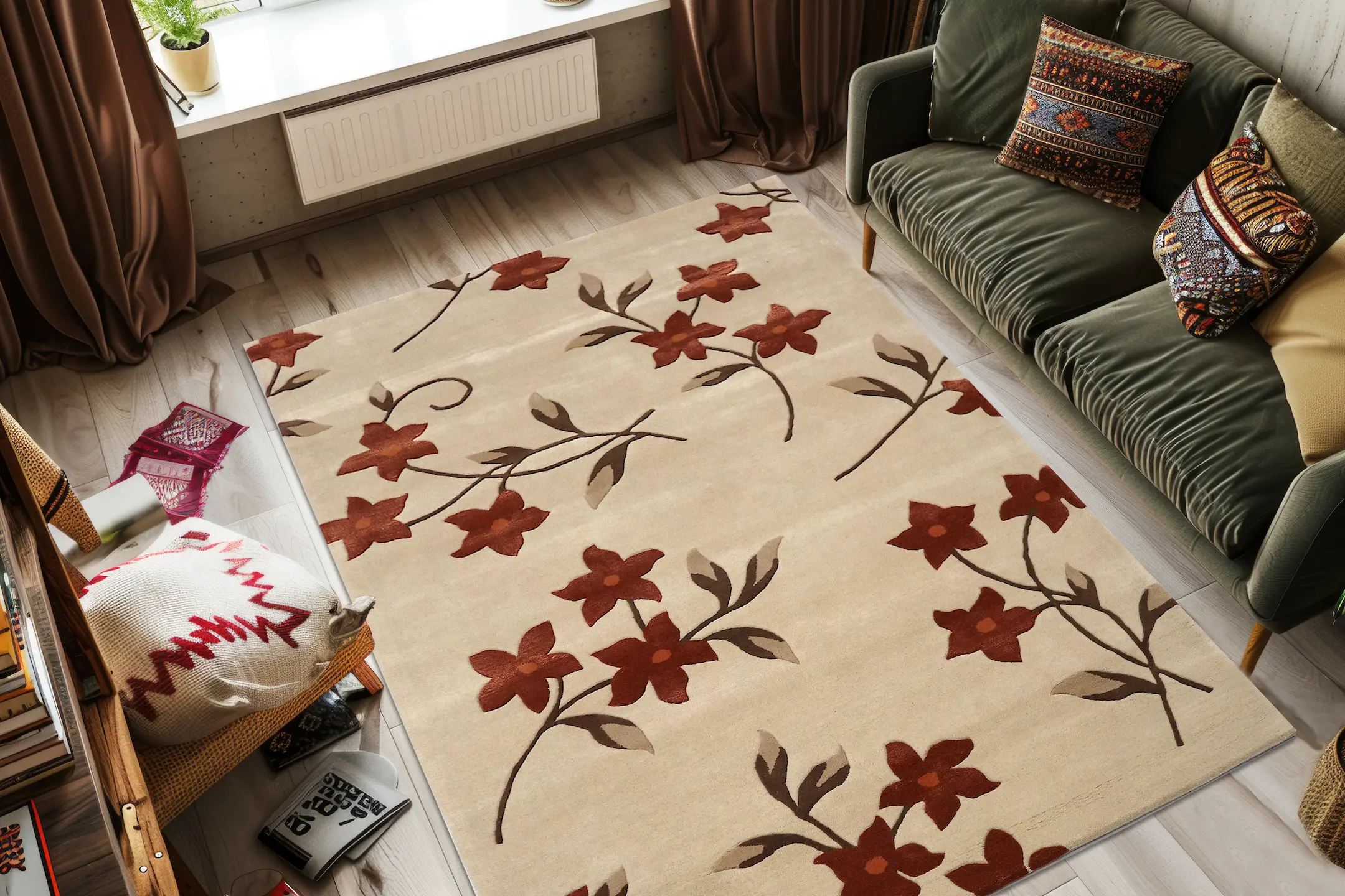 Modern Botanical Rug - ECF009