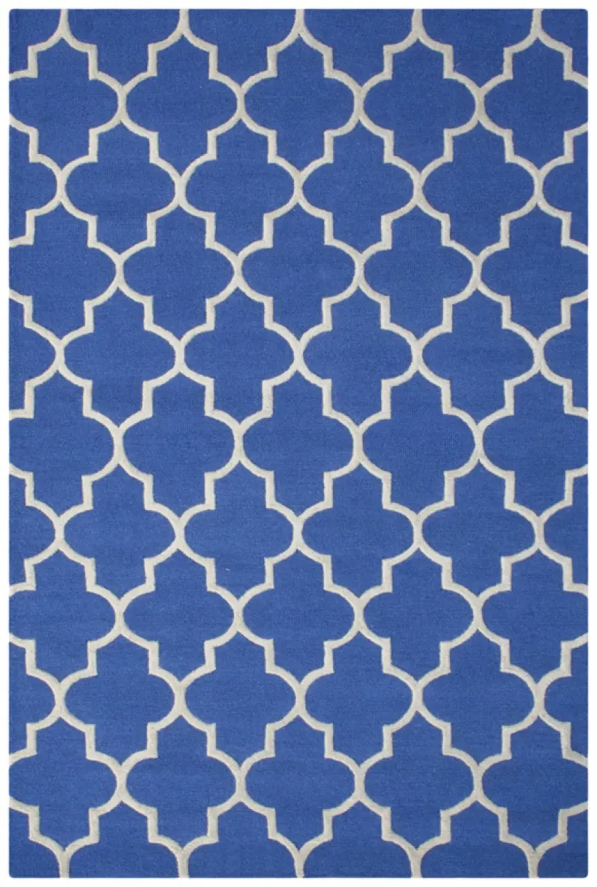 Lattice Design Rug - Blue - Indian Rug with Lattice Design