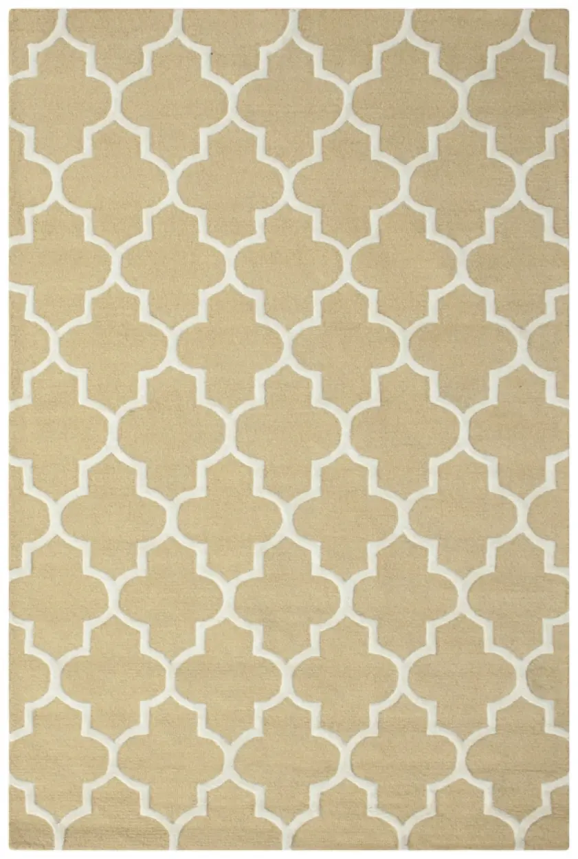 Lattice Design Rug - Gold - Indian Rug with Lattice Design