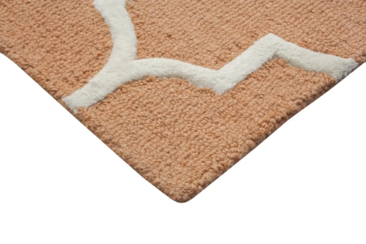 Lattice Design Rug - Orange - Indian Rug with Lattice Design DFS706