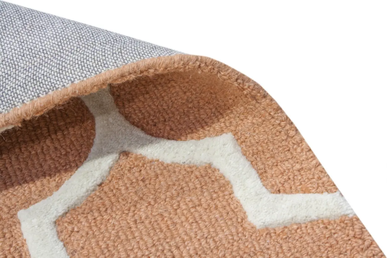 Lattice Design Rug - Orange - Indian Rug with Lattice Design DFS706