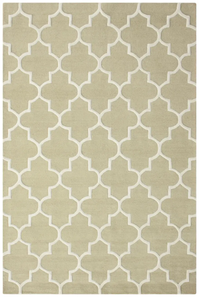 Lattice Design Rug - Gold - Indian Rug with Lattice Design