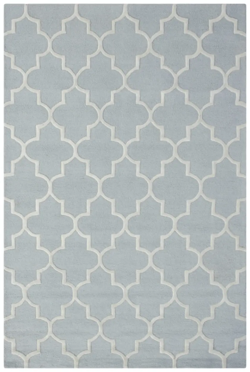 Lattice Design Rug - Light Blue - Indian Rug with Lattice Design